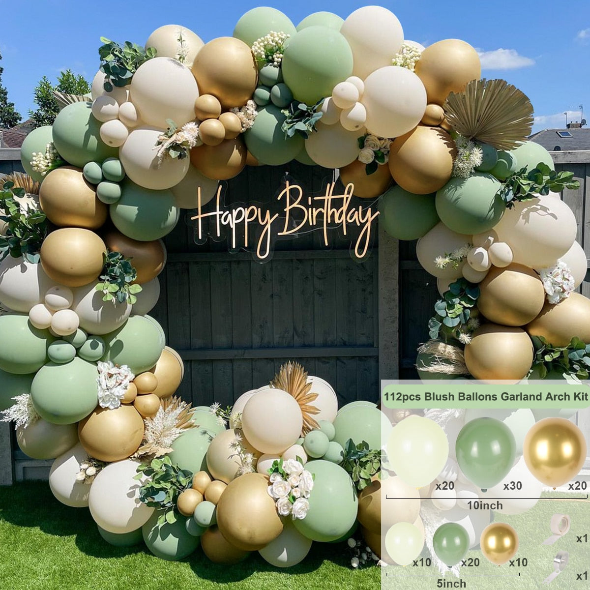 Green Gold & Brown Ballon Garland