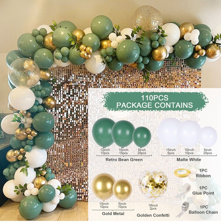 Green Gold & Brown Ballon Garland