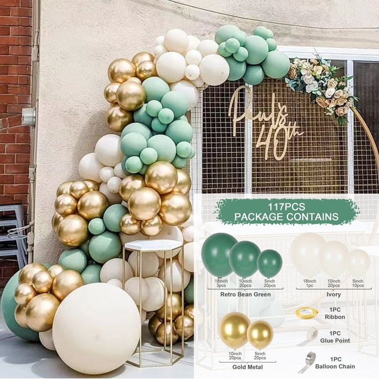 Green Gold & Brown Ballon Garland