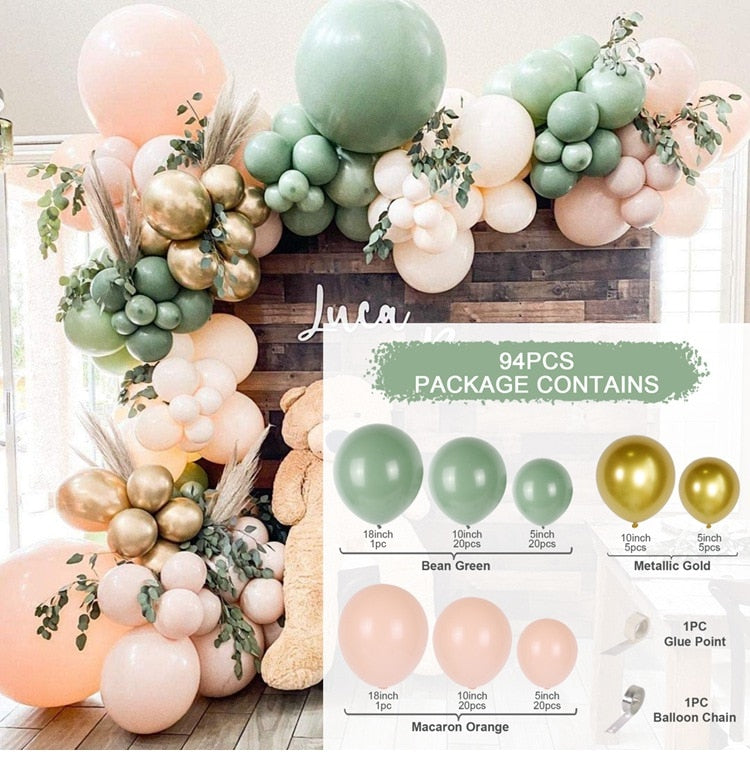 Green Gold & Brown Ballon Garland