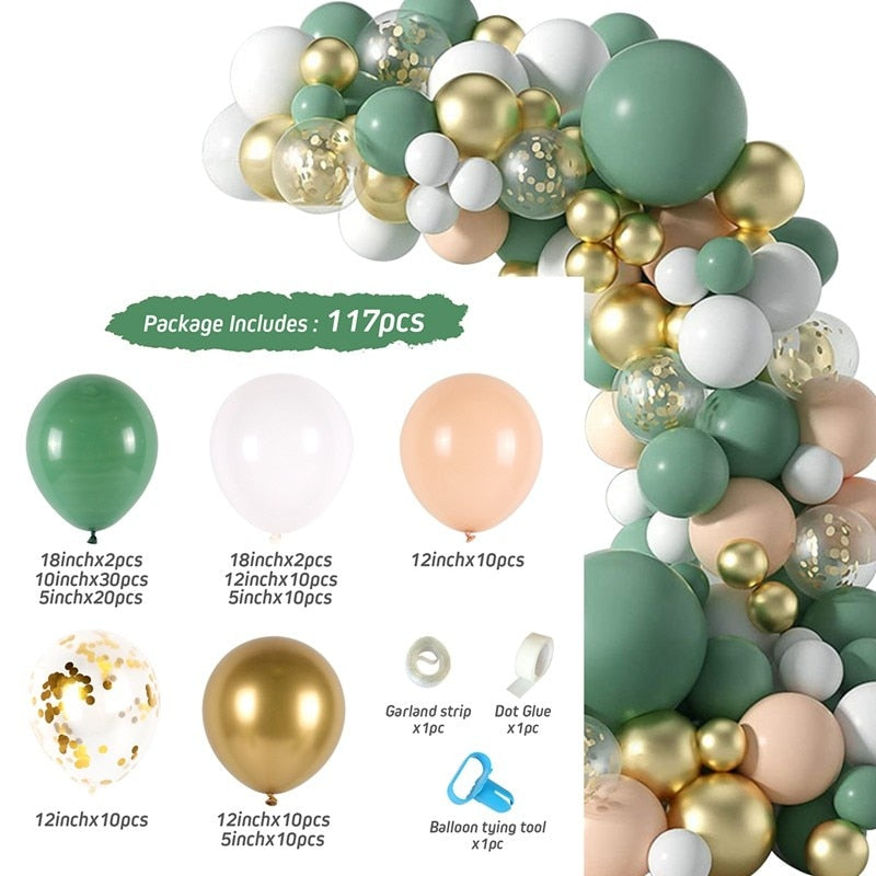 Green Gold & Brown Ballon Garland